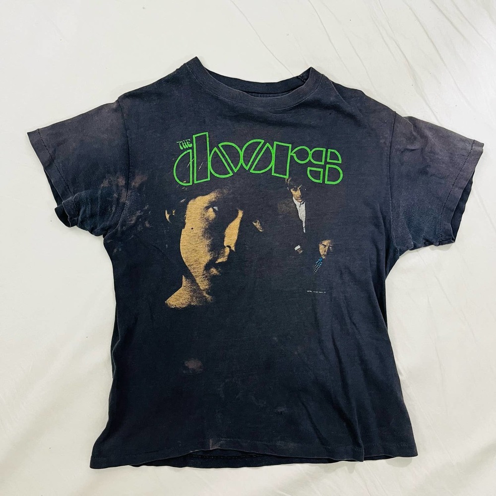 Vintage 80's The Doors Shirt Size Medium Distressed Black Jim Morrison